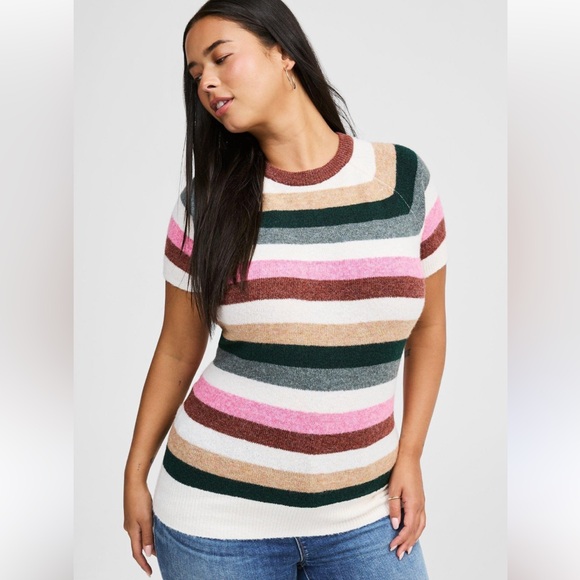 Torrid softest sweater raglan striped tunic‎ length short sleeve 4X - Picture 1 of 9